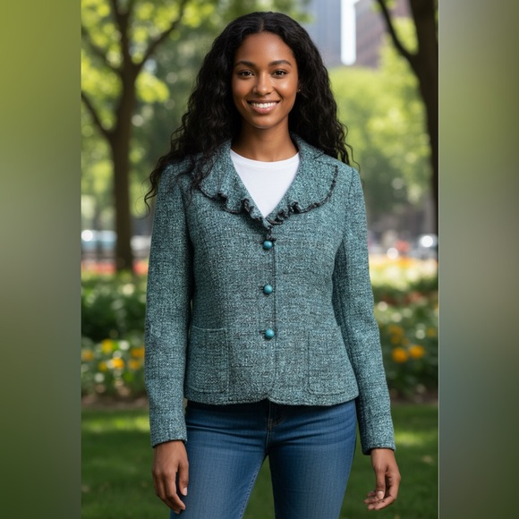 MOSCHINO Cheap and Chic Authentic Size 12 Jacket Virgin Wool Rayon Silk Blend - Picture 2 of 15